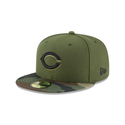 Green Cincinnati Reds Hat - New Era MLB Authentic Collection 59FIFTY Fitted Caps USA4761839